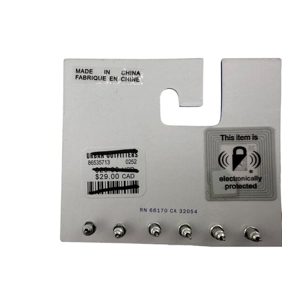 Urban Outfitters Set Of 5 Pairs Silver & Clear Stone Stud Earrings - Picture 3 of 4